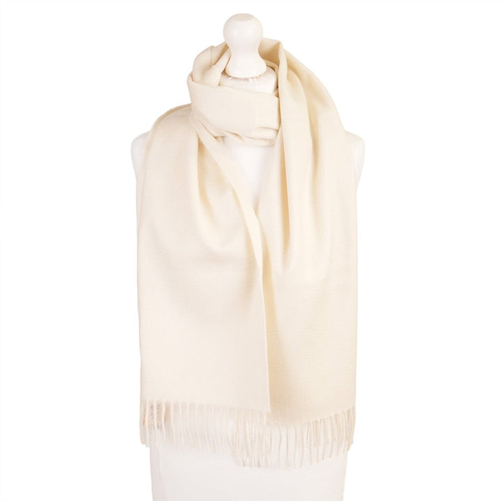 Balmoral 100% Cashmere Woven Scarf Tartan and Checks - Made in Scotland - PLAIN WHITE