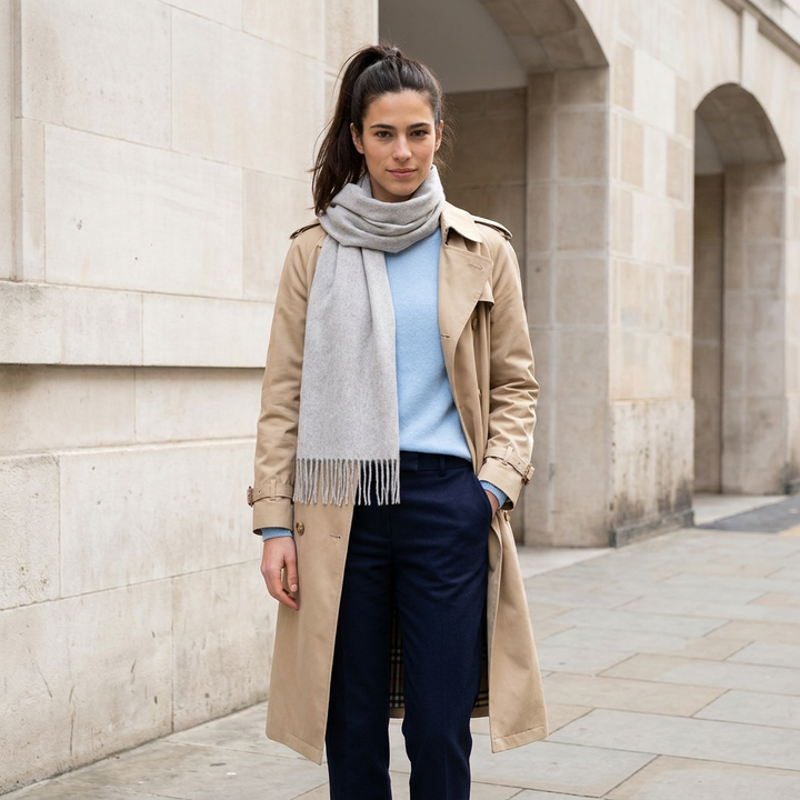 Edinburgh Cashmere Premium Lightweight Scarf - Ultra-Soft Luxury Wrap - OYSTER GREY