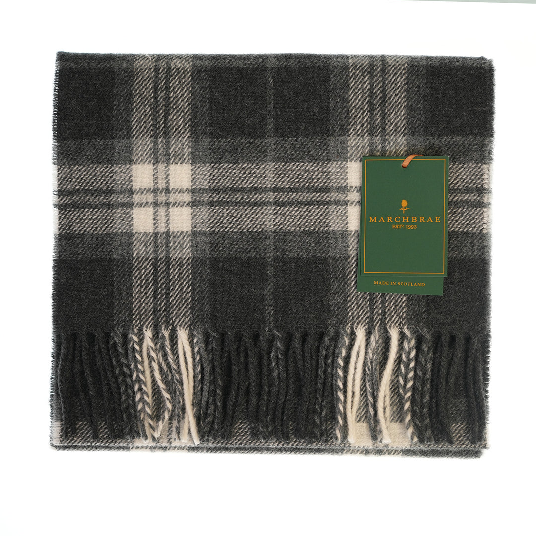 100% Lambswool Scarf – Traditional Tartan & Check Designs - Made in Scotland - Thomson Charcoal
