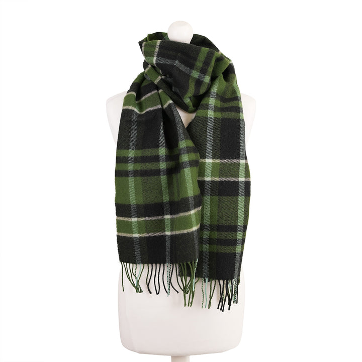 100% Lambswool Scarf – Traditional Tartan & Check Designs - Made in Scotland - Amy Green Black