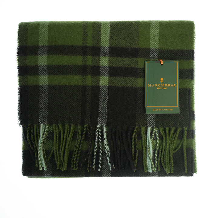 100% Lambswool Scarf – Traditional Tartan & Check Designs - Made in Scotland - Amy Green Black