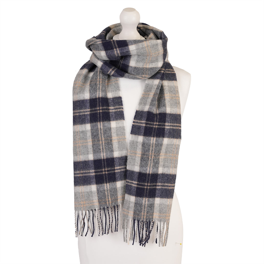 100% Lambswool Scarf – Traditional Tartan & Check Designs - Made in Scotland - Bannockbane Silver