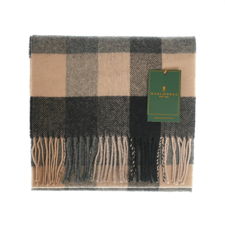 100% Lambswool Scarf – Traditional Tartan & Check Designs - Made in Scotland - 5 Square Natural