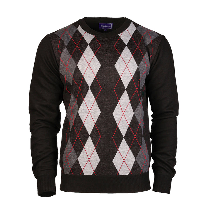 Men's Argyle Ballantrae Jumper Crew Nec  Black
