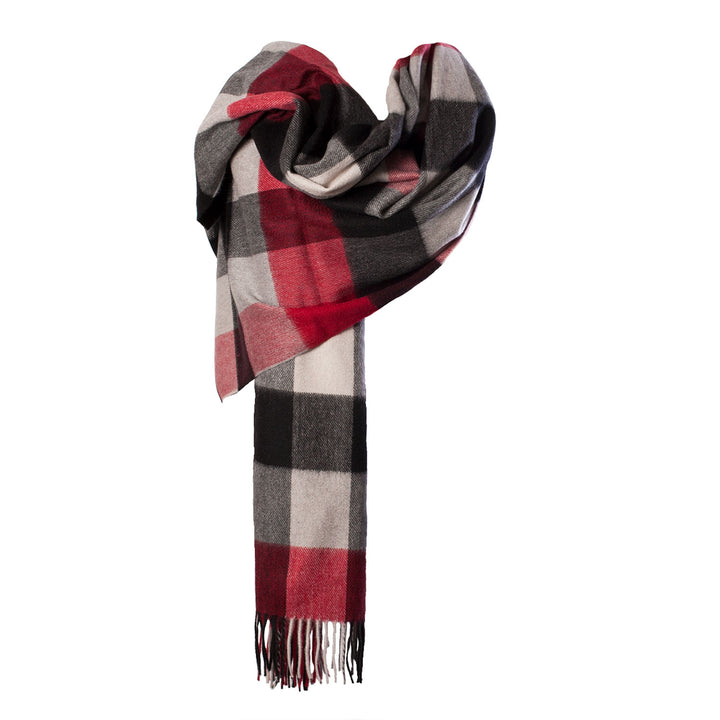 100% Cashmere Solid Stole  Cubes Red