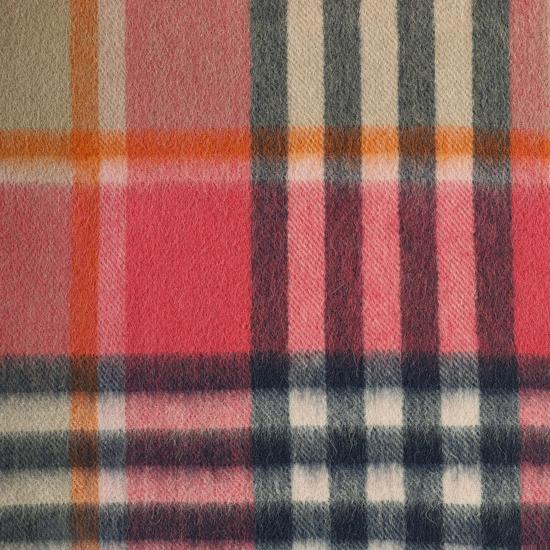 Edinburgh 100% Lambswool Scarf  Chequer Tartan Astral/Raspberry