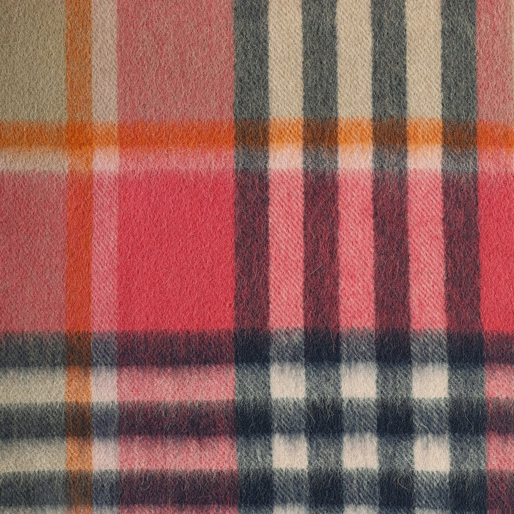 Edinburgh 100% Lambswool Scarf  Chequer Tartan Astral/Raspberry
