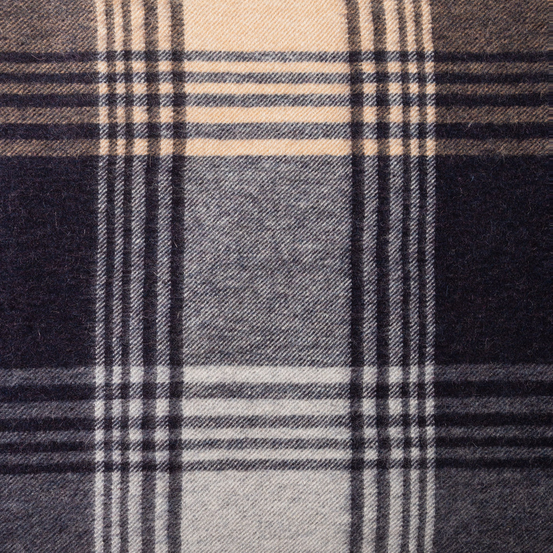 Edinburgh 100% Cashmere Wide Scarf  Broken Check - Navy/Camel