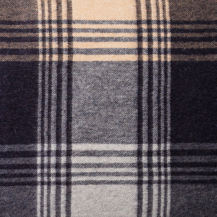 Edinburgh 100% Cashmere Wide Scarf  Broken Check - Navy/Camel