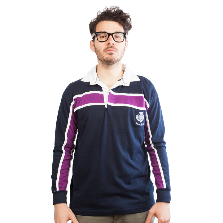 Gents L/S Purple Stripe Rugby Shirt