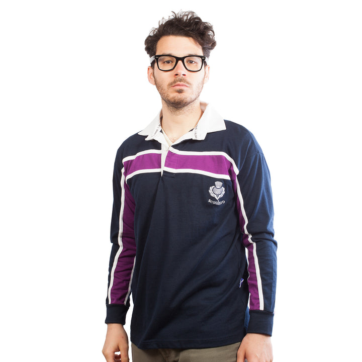 Gents L/S Purple Stripe Rugby Shirt