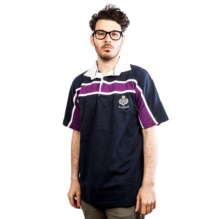 Gents S/S Purple Stripe Rugby Shirt
