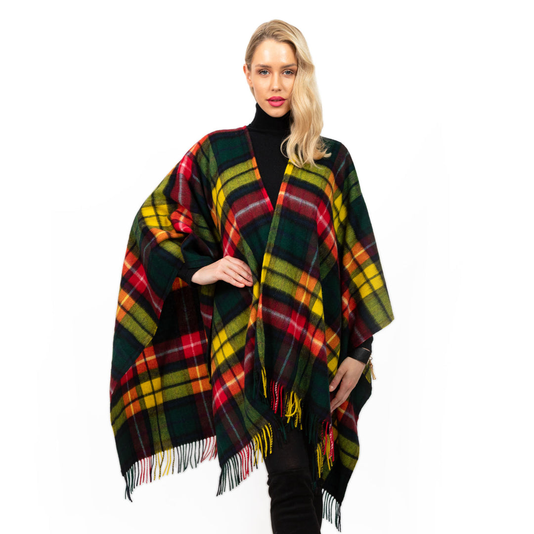 Edinburgh Lambswool Long Tartan Cape  Buchanan Modern