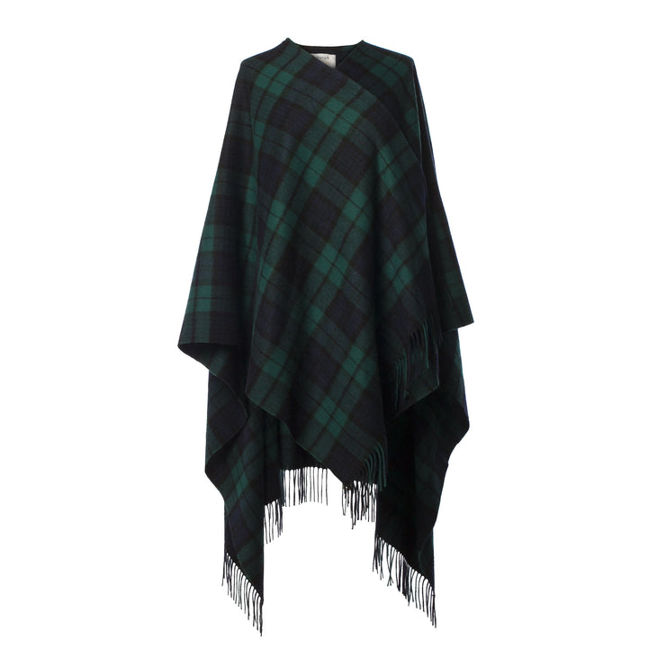 Edinburgh Lambswool Long Tartan Cape  Black Watch
