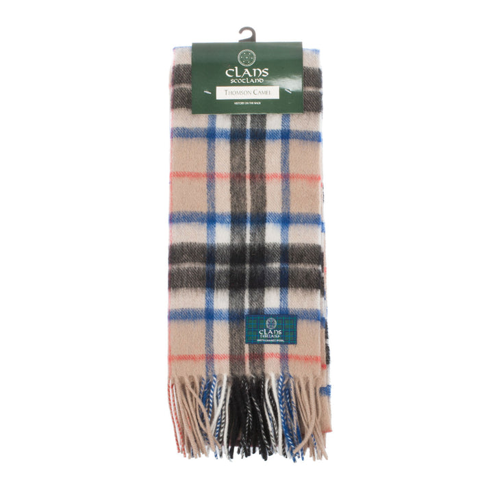 Lambswool Scottish Tartan Clan Scarf  Thomson Camel
