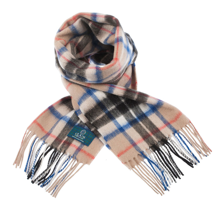 Lambswool Scottish Tartan Clan Scarf  Thomson Camel