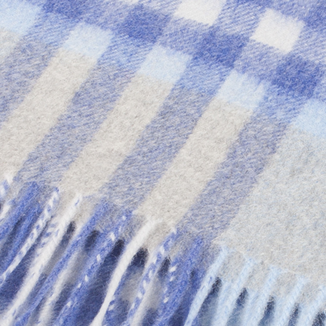 Edinburgh Cashmere Scarf  Chequer Tartan - Glacier/Light Grey