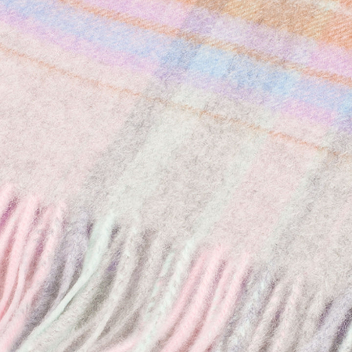 Edinburgh Cashmere Scarf  Newlan Check Pink/Aqua