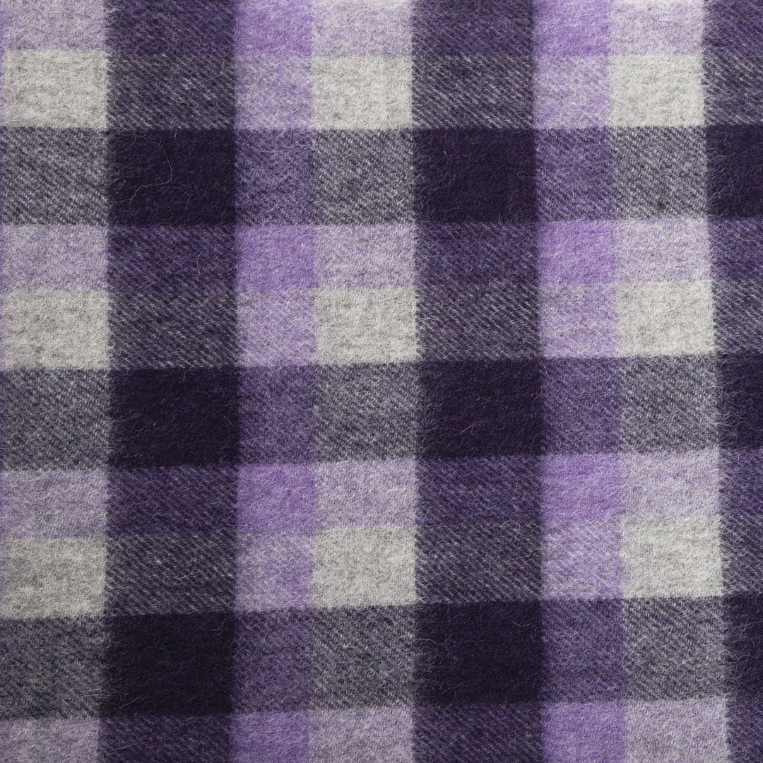 Edinburgh 100% Lambswool Scarf  Big Check 27570 Purple/Oyster
