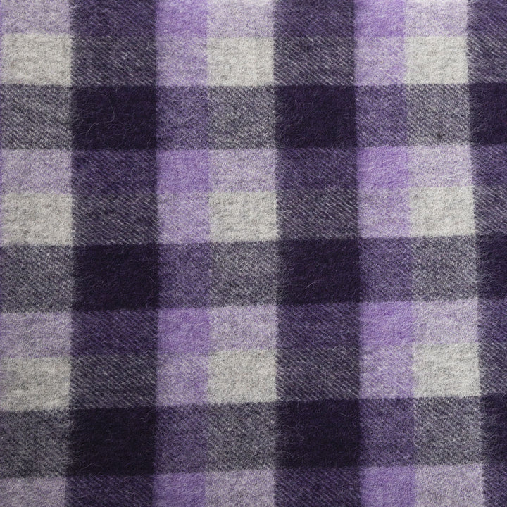 Edinburgh 100% Lambswool Scarf  Big Check 27570 Purple/Oyster