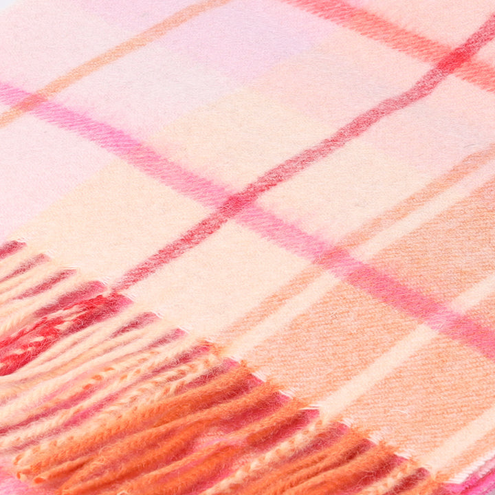 Edinburgh 100% Lambswool Tartan Scarf Mill Check Ginger