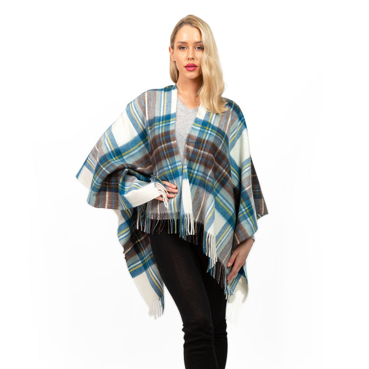 Edinburgh Lambswool Mini Cape  Stewart Muted Blue