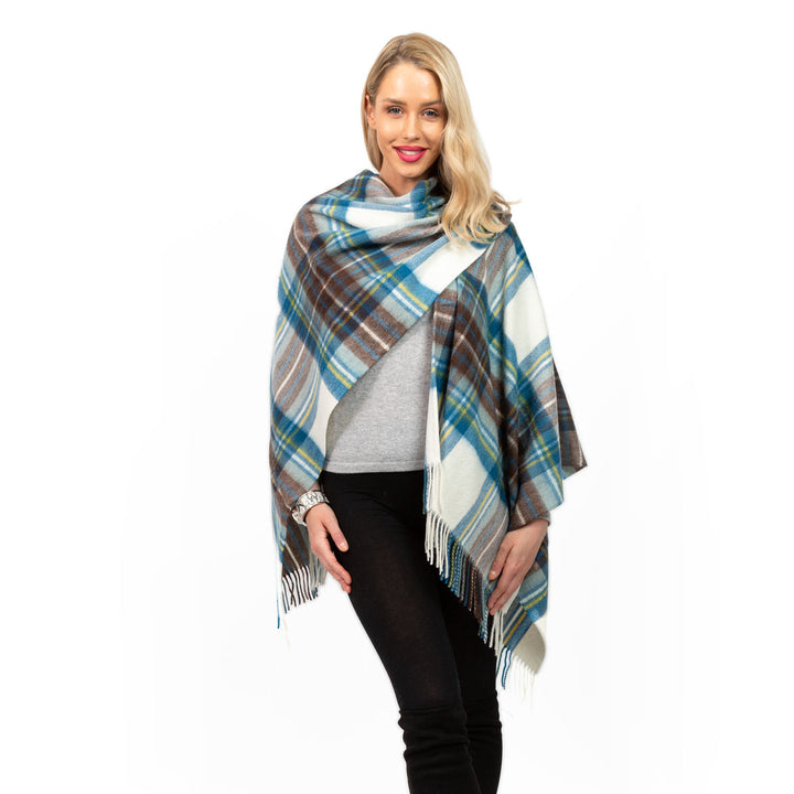 Edinburgh Lambswool Mini Cape  Stewart Muted Blue