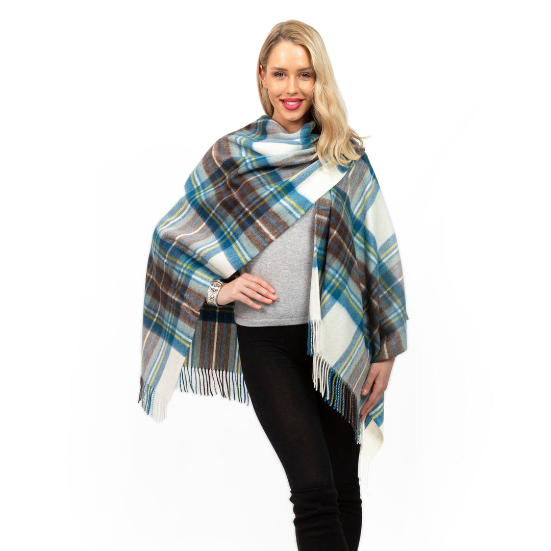 Edinburgh Lambswool Mini Cape  Stewart Muted Blue