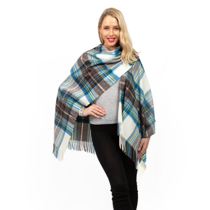 Edinburgh Lambswool Mini Cape  Stewart Muted Blue