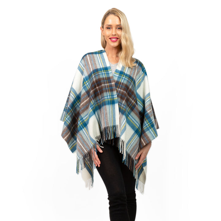 Edinburgh Lambswool Mini Cape  Stewart Muted Blue