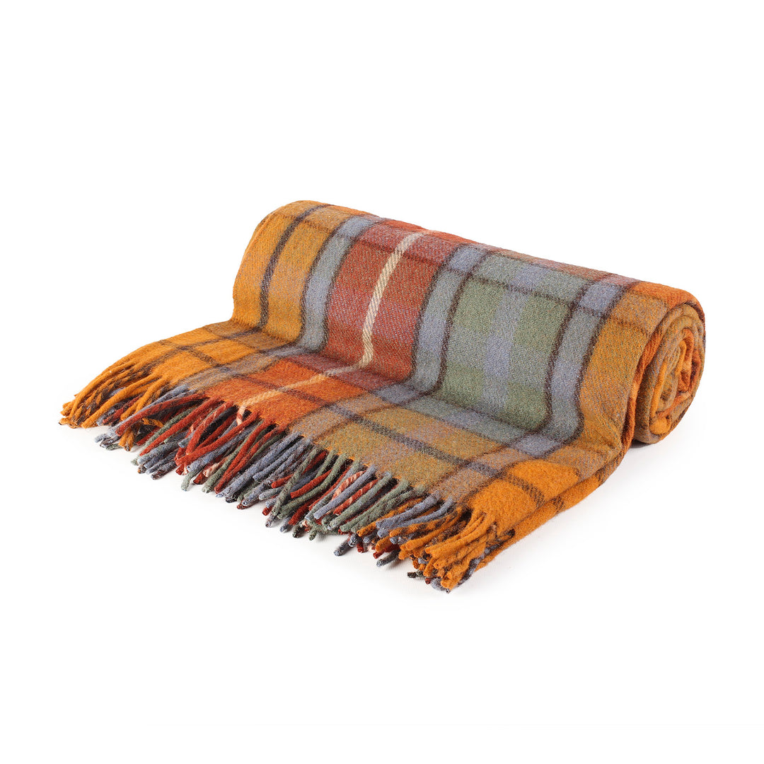 Highland Wool Blend Tartan Blanket / Throw Extra Warm Buchanan Antique