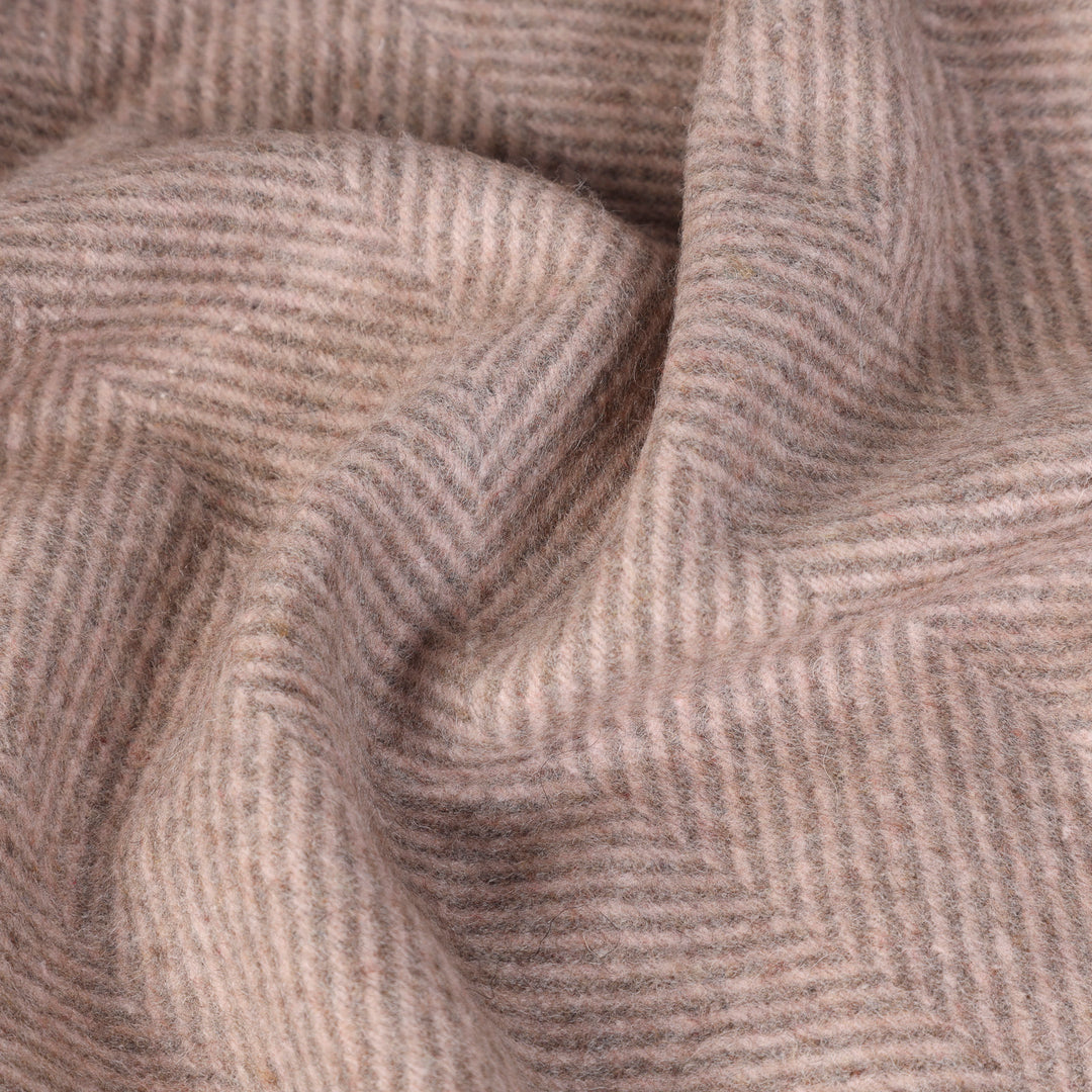 Highland Wool Blend Herringbone Blanket Pink