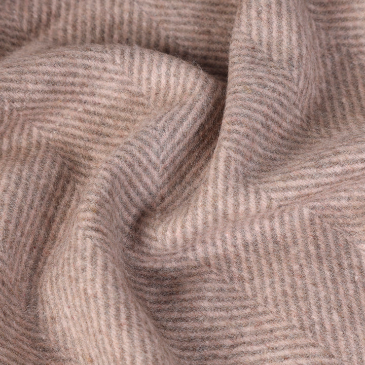 Highland Wool Blend Herringbone Blanket Pink