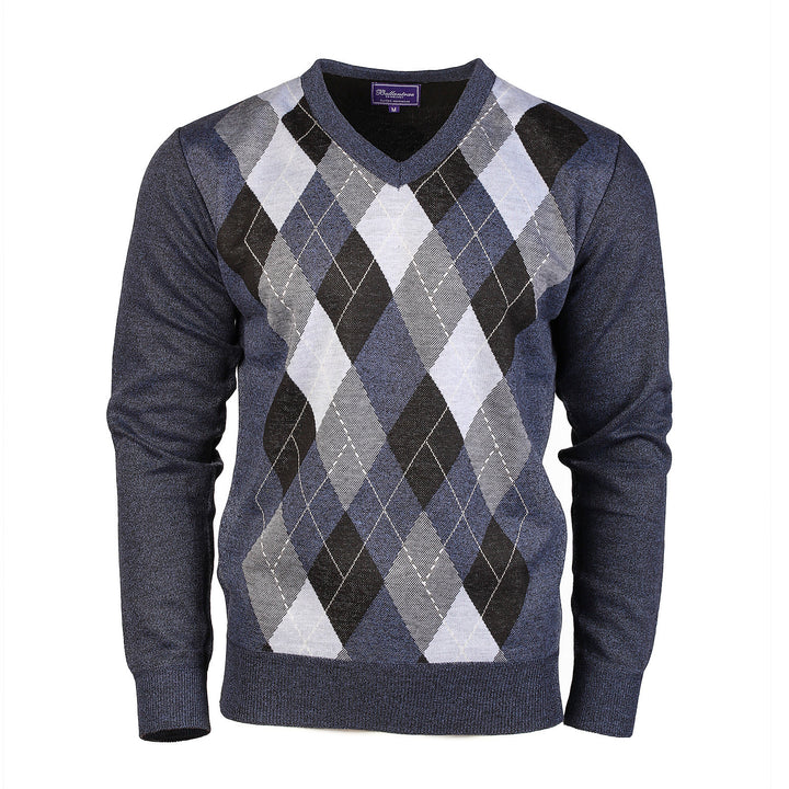 Men's Argyle Ballantrae Jumper  Navy Melange