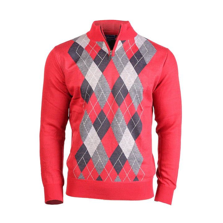 Men's Argyle Ballantrae Jumper Half Zip  Red