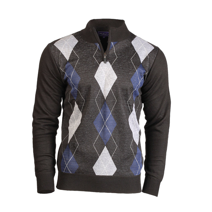 Men's Argyle Ballantrae Jumper Half Zip  Black