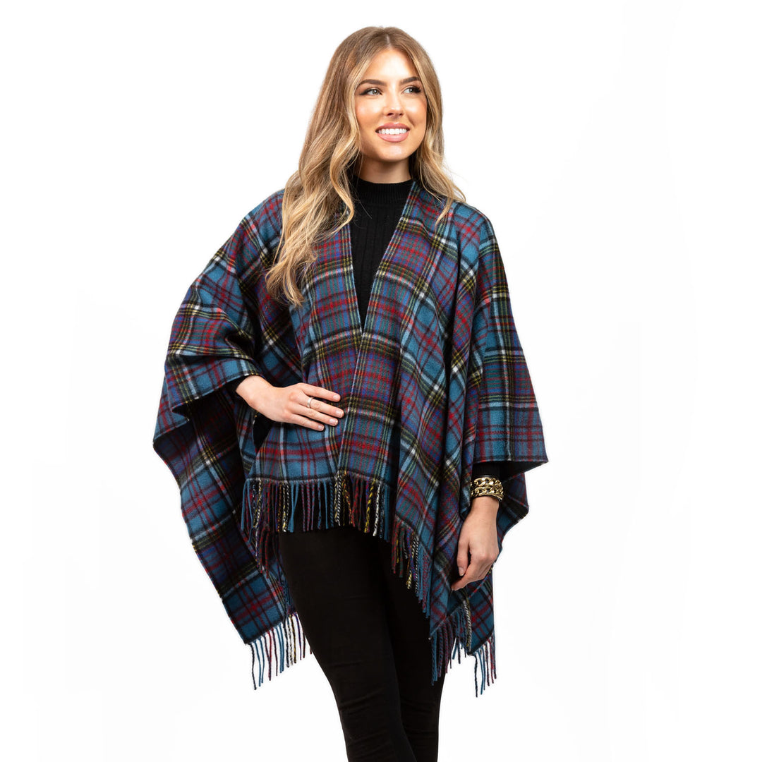 Dunedin Cashmere Big Check Mini Cape  Anderson