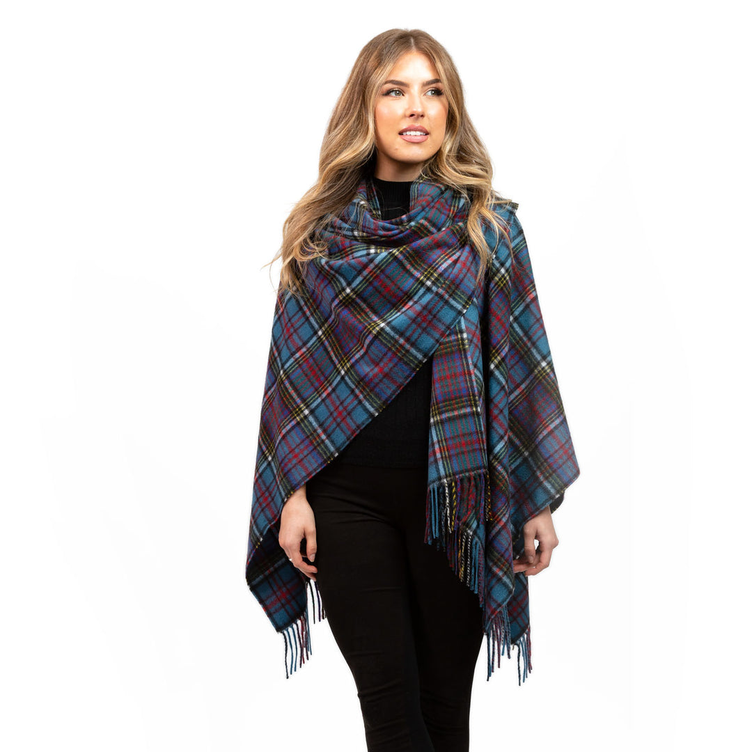 Dunedin Cashmere Big Check Mini Cape  Anderson