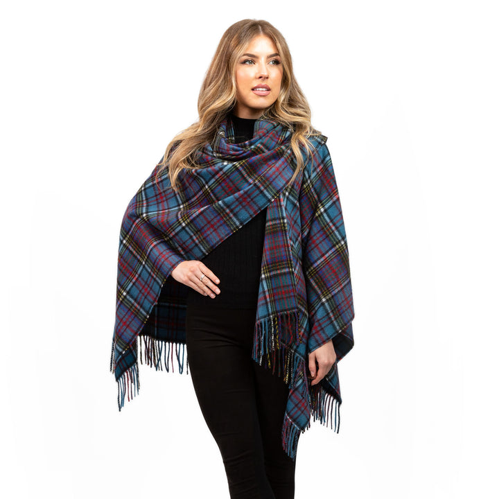 Dunedin Cashmere Big Check Mini Cape  Anderson