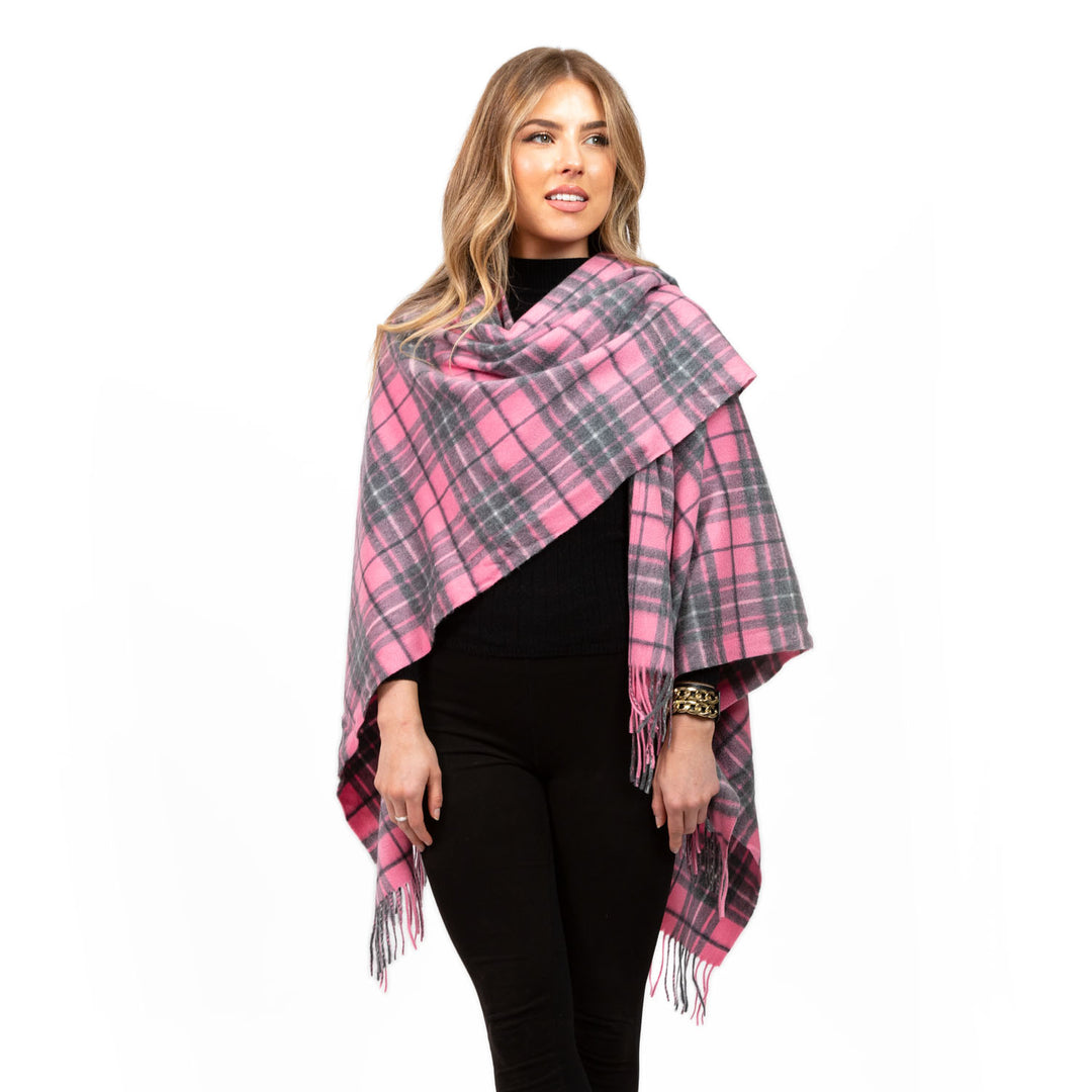 Dunedin Cashmere Big Check Mini Cape  Gresham/Pink-Derby