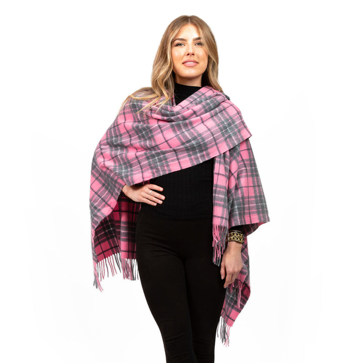 Dunedin Cashmere Big Check Mini Cape  Gresham/Pink-Derby