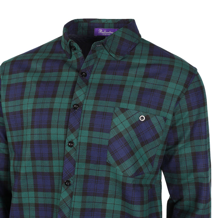Men's Plaid Velour Lined Check Shirt Black Watch