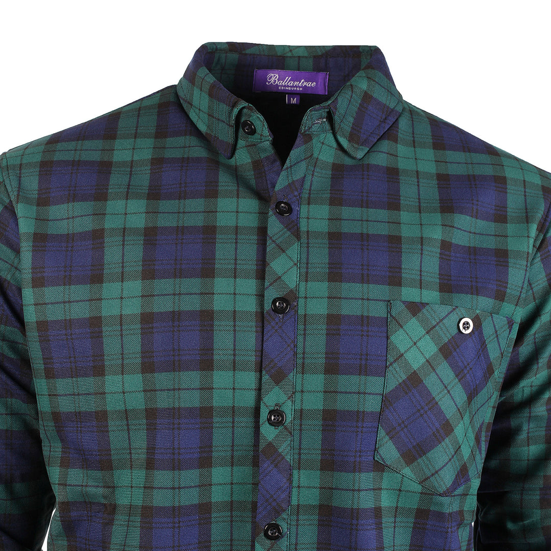 Men's Plaid Velour Lined Check Shirt Black Watch
