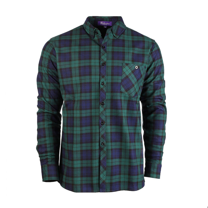 Men's Plaid Velour Lined Check Shirt Black Watch