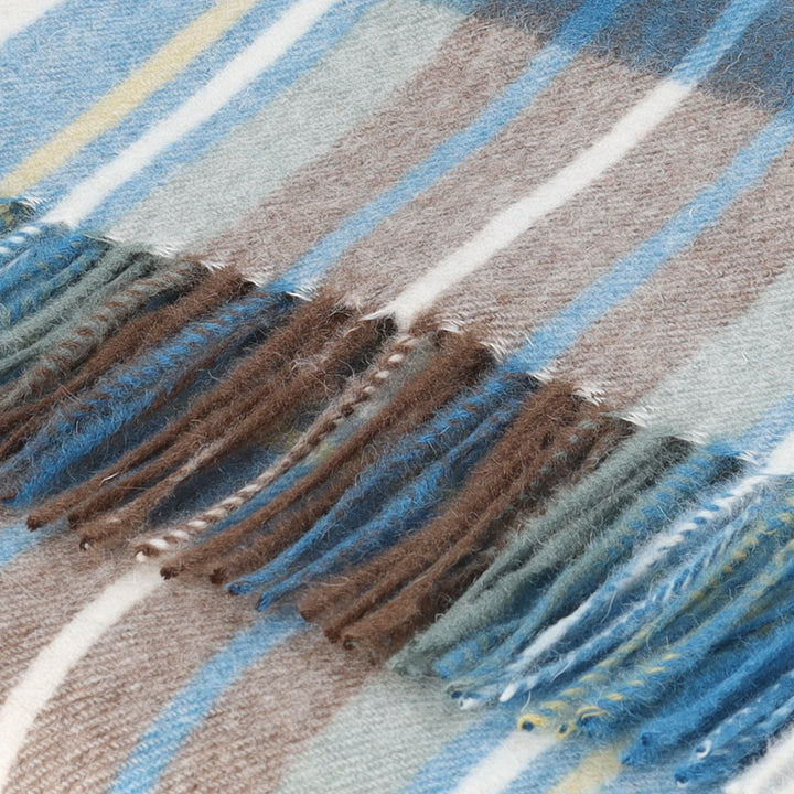 Hos 100% Lambswool Wide Scarf Stewart Muted Blue