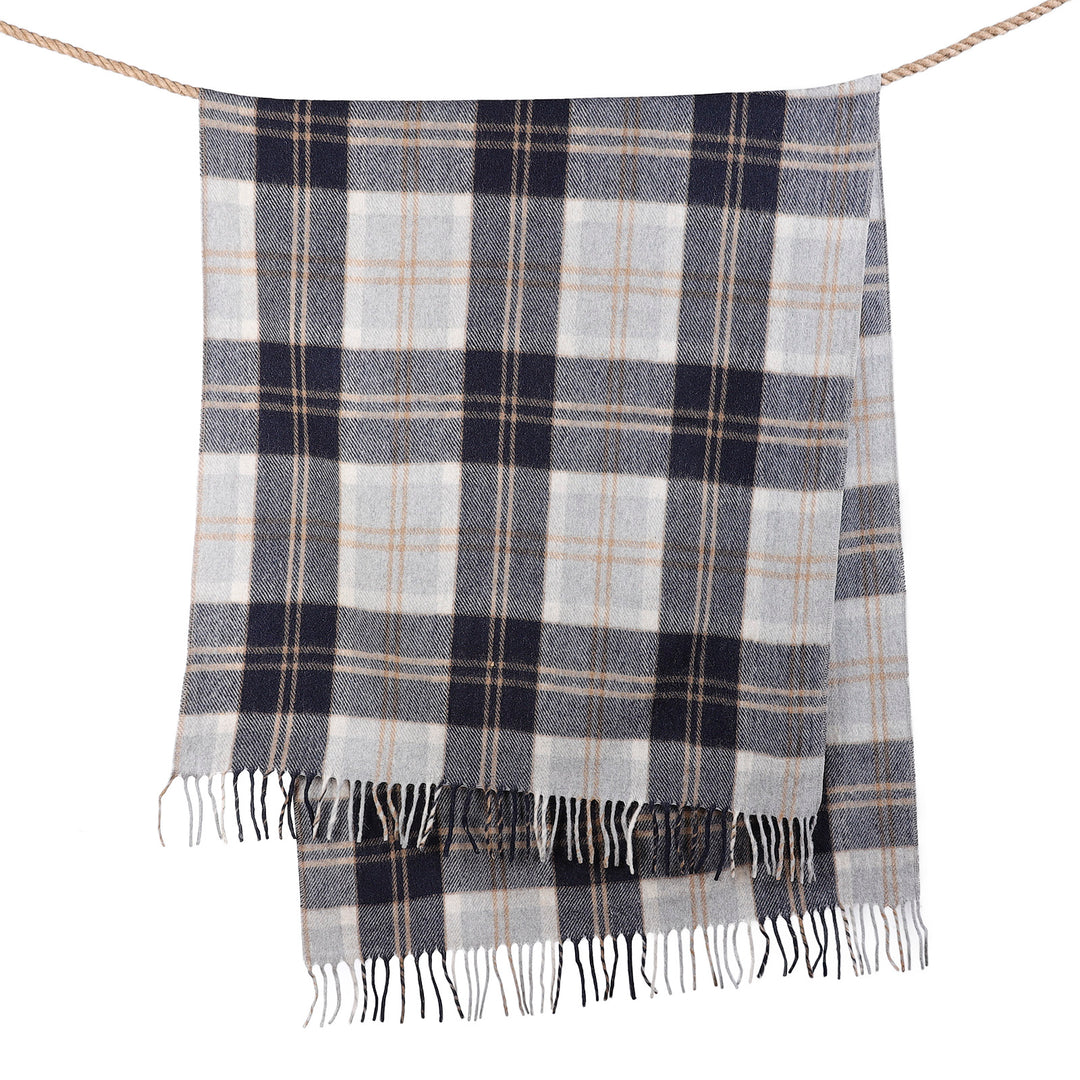 Wool Blend Tartan Knee Blanket Bannockbane Silver