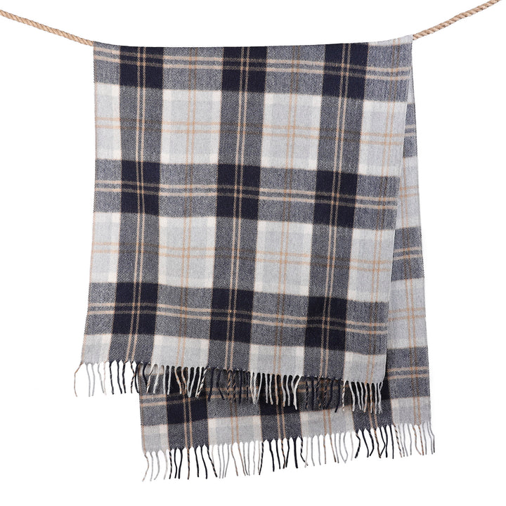 Wool Blend Tartan Knee Blanket Bannockbane Silver