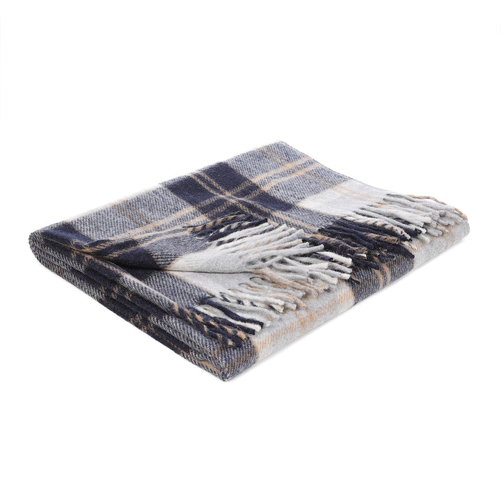 Wool Blend Tartan Knee Blanket Bannockbane Silver