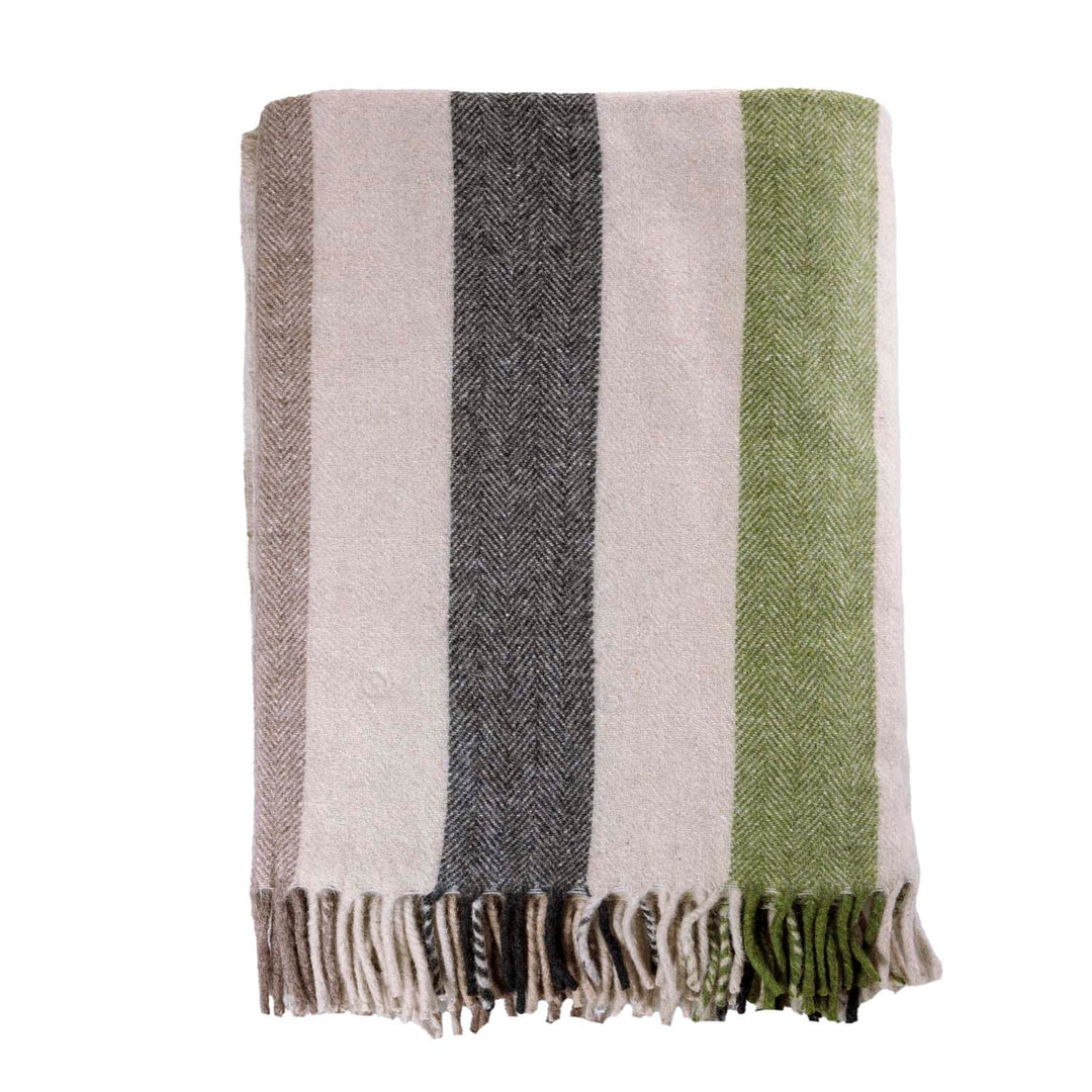 Stripe Herringbone Blanket Natural Green