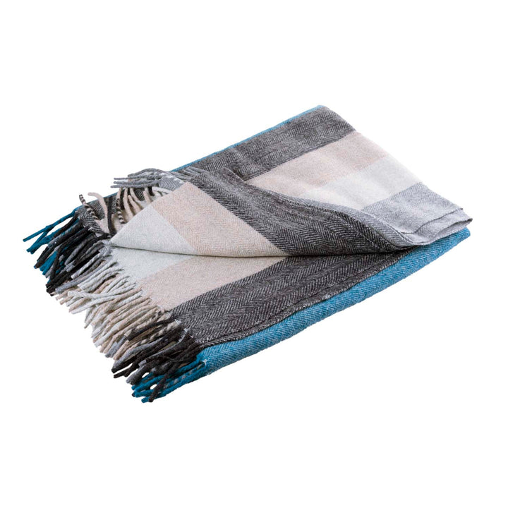 Stripe Herringbone Blanket Natural Teal